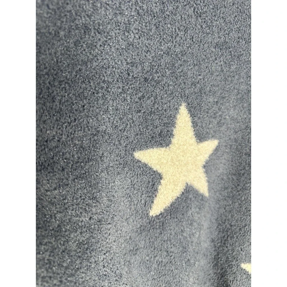 Sincerely Jules Sweater Womens Medium Blue White Star Print Fuzzy Knit Pullover - Picture 2 of 6